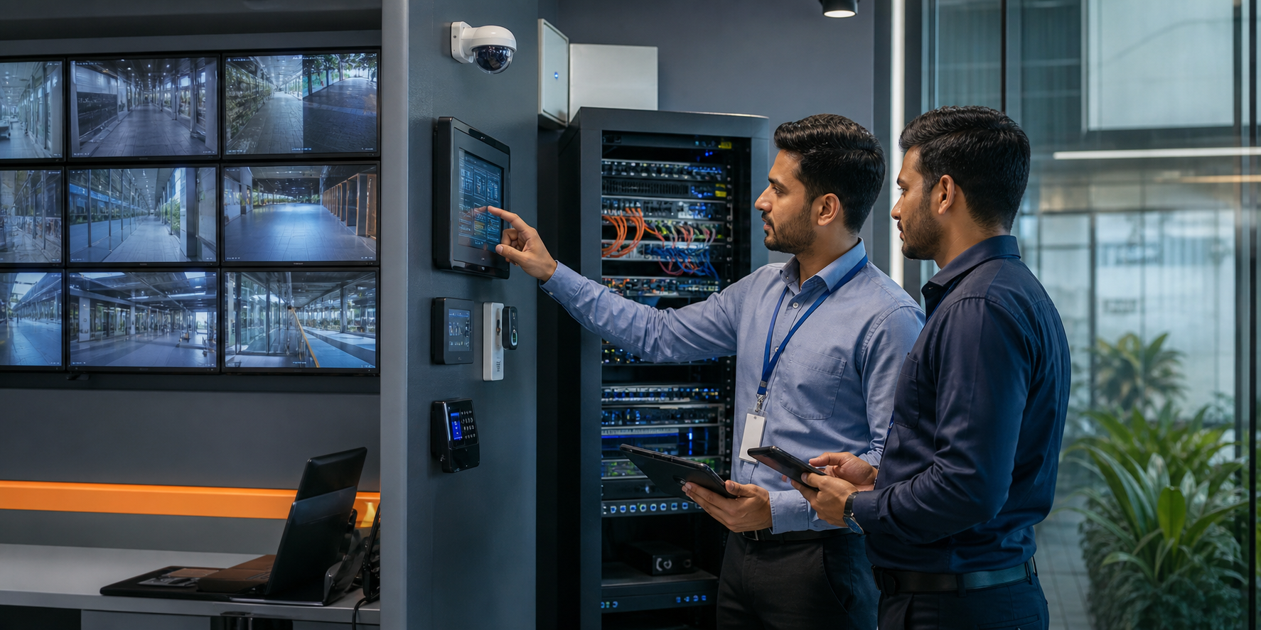 OM Technologies team planning CCTV, access control and networking solutions