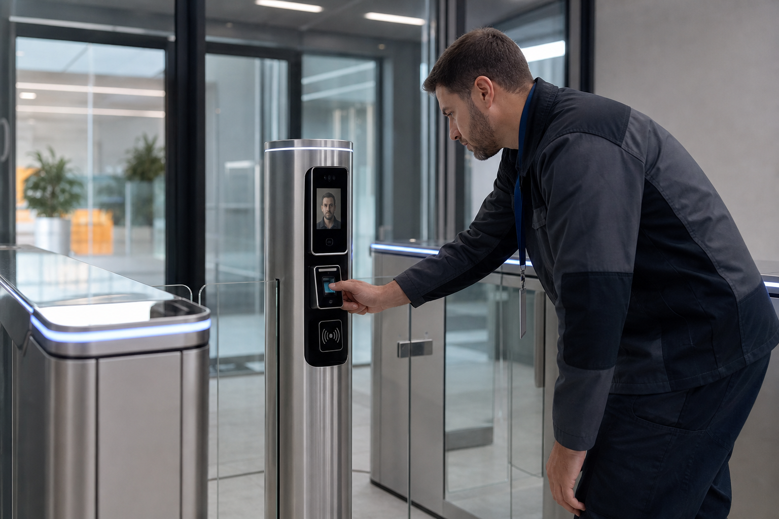 Access control system installation with biometric door entry